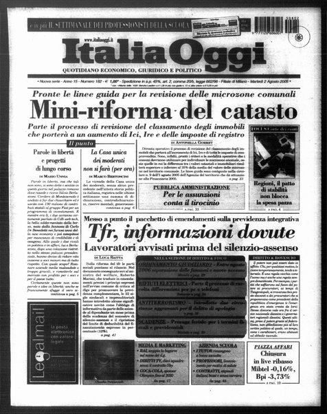 Italia oggi : quotidiano di economia finanza e politica